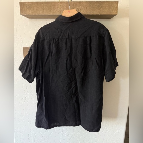 Tasso Elba|Men’s Black Linen/Silk casual button down Shirt,short sleeve•Size XL - Picture 5 of 10